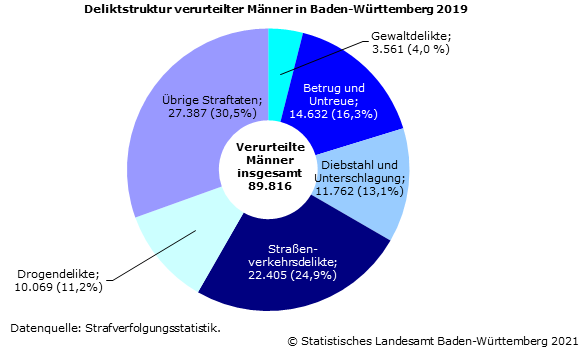 Schaubild 2: Deliktstruktur verurteilter Männer in Baden-Württemberg 2019