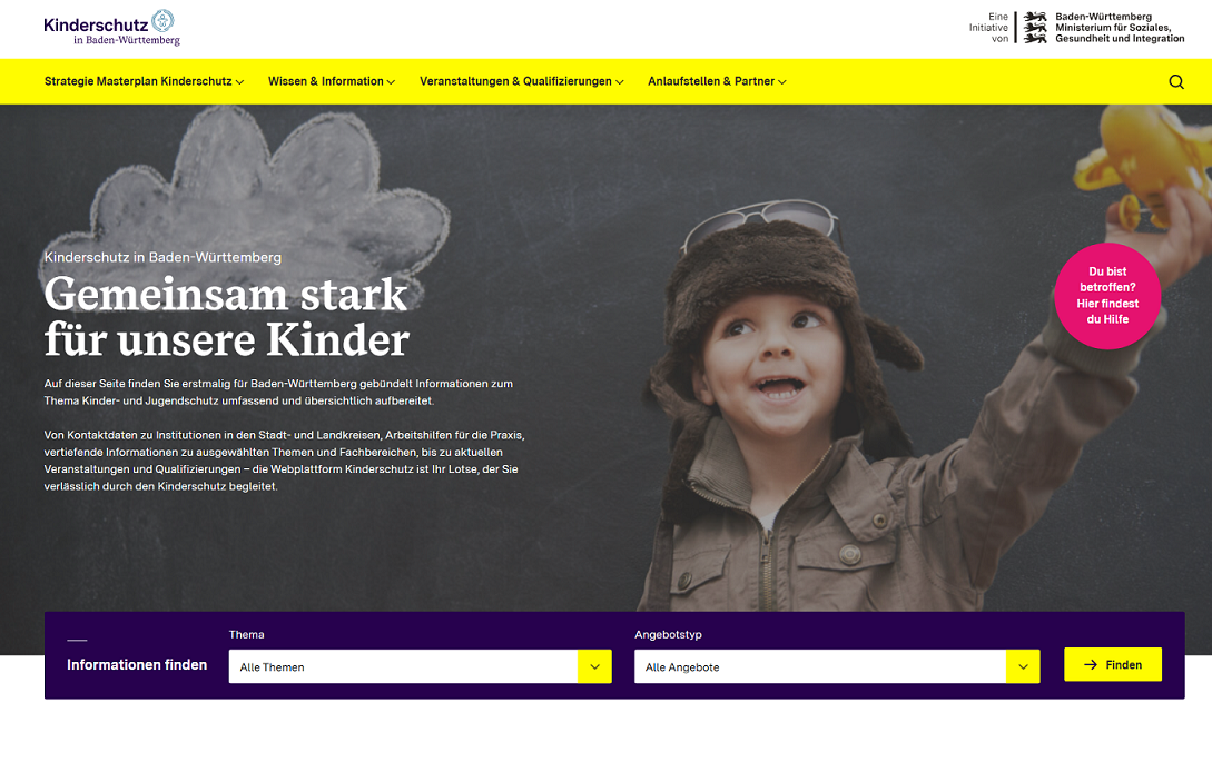 Ansicht Homepage Masterplan Kinderschutz